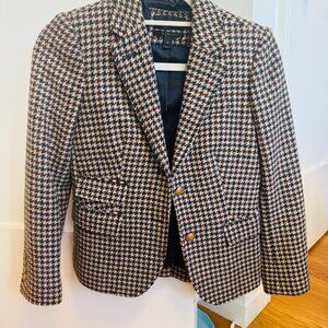 J. Crew Schoolboy Blazer In Houndstooth Tweed Wool size 0P